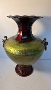 lot 52 image: Footed Decorative Vase with Scroll Handles, Made in China