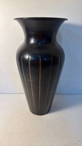 lot 64 image: Black Vase with Flared Rim and Vertical Grooved Lines