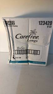 lot 79 image: Carefree Longs To Go Unscented Pantiliners 18 Count PDQ Display 123420