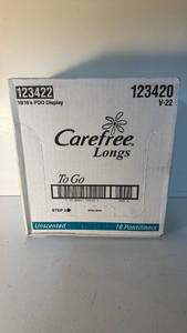 lot 82 image: Carefree Longs Unscented Pantiliners 18 Count PDQ Display 123420