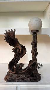 Eagle Figural Table Lamp with Globe Shade