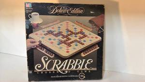 lot 119 image: Milton Bradley Scrabble Deluxe Edition Crossword Game Rotating Board 4034