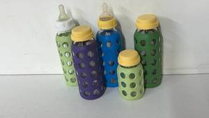 lot 133 image: Lifefactory Baby Bottle Lot of 5 Assorted Sizes