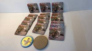 lot 138 image: Cat Print Coasters Lot with Round Bird Coaster