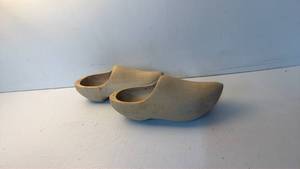 lot 139 image: Pair of Wooden Clogs, Unpainted Natural Finish