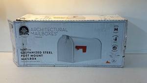 lot 152 image: Architectural Mailboxes White Galvanized Steel Post Mount Mailbox Medium