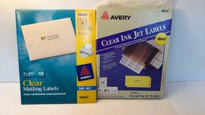lot 172 image: Avery Clear Ink Jet Labels 1 x 2-58 in 300 and 750 Count Lot 18660 8660