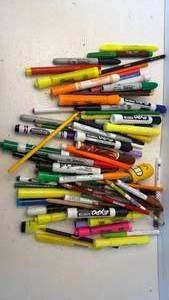lot 175 image: Mixed Lot Sharpie Crayola EXPO Markers Highlighters and Colored Pencils
