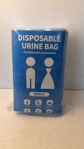 lot 205 image: HOYINETY Disposable Urine Bag 900cc Unisex 24 Count
