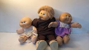 lot 219 image: Lot of 3 Soft-Body Dolls with Vinyl Heads