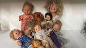 lot 223 image: Lot of 11 Assorted Dolls with Various Hair Colors and Outfits