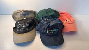 lot 237 image: Lot of 5 Baseball Caps Buncombe Creek Bass Pro Master Baiter Seward Alaska