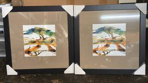 lot 243 image: Lot of 2 Framed Wall Art 22.5 x 22.5 in Model M0128