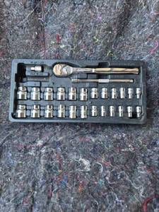 lot 28 image: 14 Powerbuilt Socket Set with Ratchet and Tools - Missing One Piece