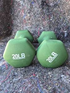 lot 58 image: Pair of 20 LB Green Dumbbells