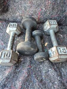 lot 59 image: Dumbbell Set 4 Piece 10 lb and 5 lb Weights