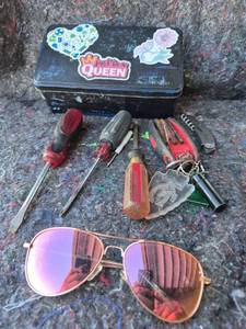 lot 64 image: Tool Set with Case Pink Sunglasses Screwdrivers Multi-tool