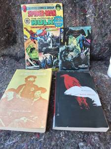 lot 67 image: Comic Books and Books Lot Spider-Man Hulk Batman DC Superman Marcus Aurelius 4 Items