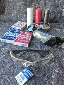lot 71 image: Lot Playing Cards Aviator Ace Poker Chips and Sunglasses