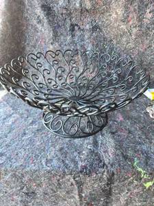 lot 75 image: Decorative Metal Pedestal Bowl with Scrollwork Design - Roughly 16 x 6 Tall
