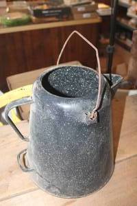 lot 5601 image: Vintage Large Enamelware Coffee Pot