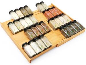 lot 1599 image: Thalomely Bamboo Spice Drawer Organizer 4-Tier Expandable 12-23 Inch