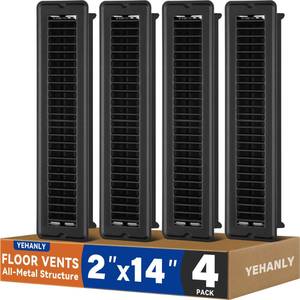 lot 1605 image: YEHANLY Floor Register 2x14 Matte Black Steel Vent Cover 4 Pack