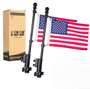 lot 1612 image: 10L0L Golf Cart Flag Holder 2-Pack Black Stainless Steel with USA Flags
