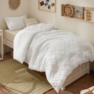lot 1625 image: Bedsure Twin XL Comforter Set 2-Piece Boho Tufted White