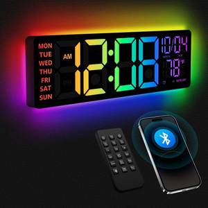 lot 1630 image: YISILE 16 Inch RGB LED Digital Wall Clock 8-Color Display