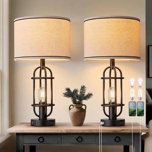 lot 1639 image: Reaketon Farmhouse Table Lamp Set of 2, 22.3 Inch, Black