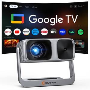 lot 1646 image: HAPPRUN 2500 ANSI Lumen Outdoor Projector with Google TV 4K  Retail $499.99