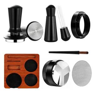 lot 1648 image: 7-Piece Espresso Accessories Kit 58mm Coffee Tamper Set