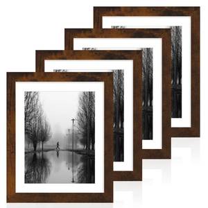 lot 1655 image: iRahmen 10x12 Picture Frame Set with 8x10 Mat, Real Glass, Dark Brown, Set of 4