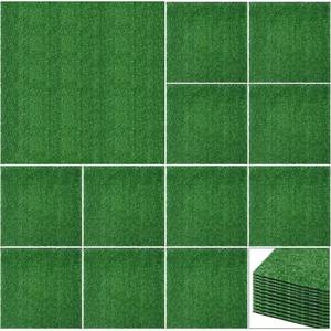 lot 1658 image: Nuanchu Artificial Grass Square Mats 12 x 12 Inch 12 Pack