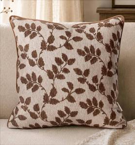 lot 2146 image: MuseHaus Chenille Throw Pillow Cover, 18 x 18 Inch, Autumn Leaves