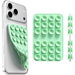 lot 2192 image: Mnyatr Double Sided Silicone Suction Cup Phone Mount, 6.1-7.2 Inch, Light Green