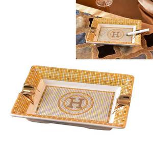 lot 2202 image: Royalebox Ceramic Cigar Ashtray with 4 Holders, Gold, Small Size