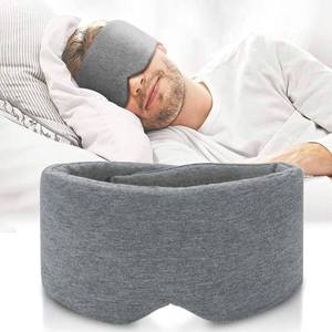 lot 2226 image: FRESHME Grey Cotton Sleep Eye Mask Blackout Large Adjustable Velcro Strap