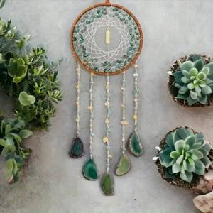 lot 2232 image: Dreamocean Crystal Dream Catcher Green Aventurine Handmade Hanging Ornament