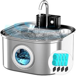 lot 5919 image: Lawfery Wireless Stainless Steel Cat Water Fountain 3.2L108oz