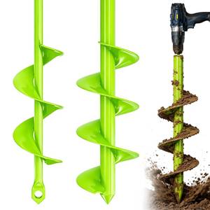 lot 5932 image: SYITCUN Garden Auger Drill Bit Set 1.6 in x 16.5 in and 3.5 in x 16 in