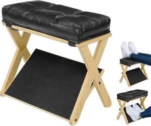 lot 5933 image: HOMELYSTBO Under Desk Foot Rest Solid Wood Double Step Footrest