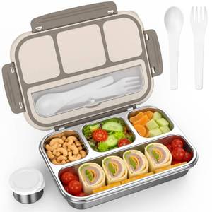 lot 5938 image: GadgBlizza Stainless Steel Bento Lunch Box 32 Oz 4 Compartment Leakproof