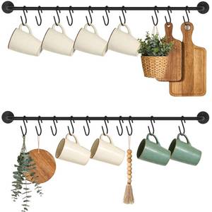 lot 5941 image: Mkono Wall Mounted Mug Holder Coffee Cup Rack 20 Hooks 2 Pack