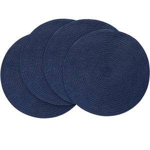 lot 5949 image: Floroom Round Braided Placemats Set of 4 15 Inch Navy Blue
