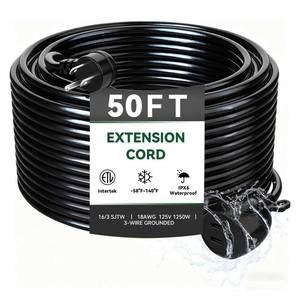 lot 5954 image: Blackcow Outdoor Extension Cord 50 Ft IPX6 Waterproof 18AWG 125V 10A 3 Prong