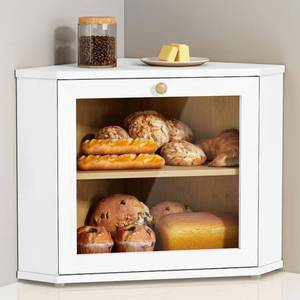 lot 5959 image: Goozii White Corner Bread Box Double Layer Large