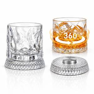 lot 5961 image: LOYIM Spinning Whiskey Glass 2 Pack 9 oz Crystal Rotating Base