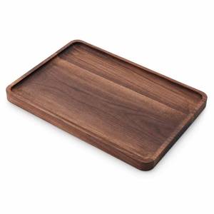 lot 5963 image: SUQANACY Walnut Wood Serving Tray with Raised Rim, 13.4 x 9 Inch
